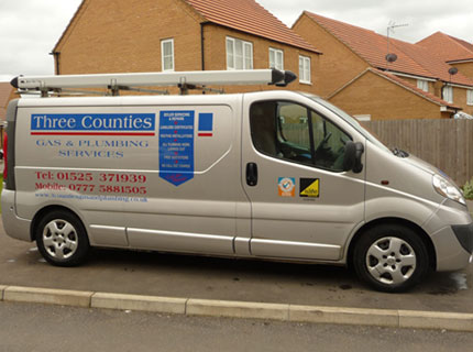 An earlier Three Counties Gas & Plumbing van in silver livery